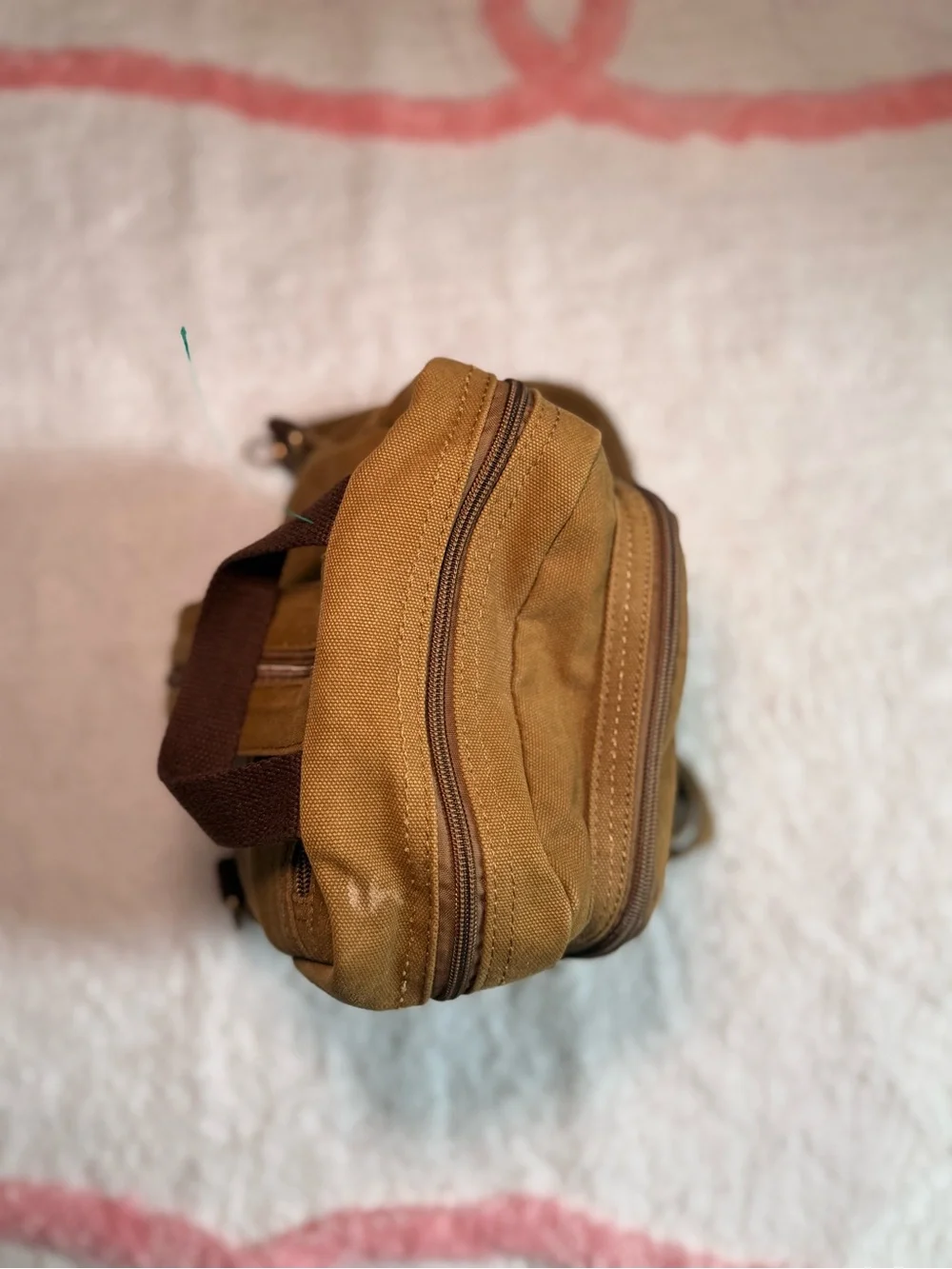 Unbranded Men's Brown Canvas Sling Backpack with Leather Trim